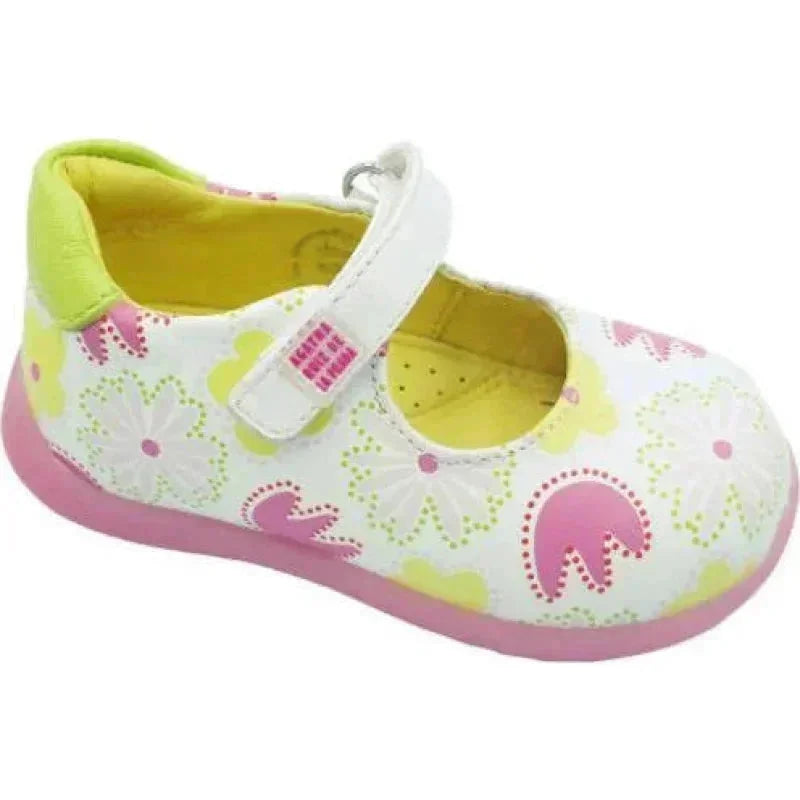 Αgatha Ruiz De La Prada Agatha Ruiz De La Prada Παιδικές Μπαλαρίνες με Σκρατς Δερμάτινες Λευκές Μπαρέτα/ Ballerina / Flat Shoes Girl Agatha-Ruiz-De-La-Prada-192904-White-Poline-_-_-752