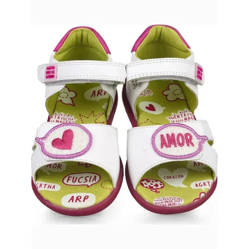 Αgatha Ruiz De La Prada Agatha Ruiz De La Prada Παιδικά Πέδιλα Λευκά Πέδιλο Κορίτσι / Sandals Girl Agatha-Ruiz-De-La-Prada-202901-White-Poline-_-_-725