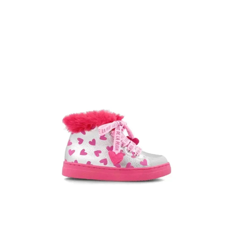 Αgatha Ruiz De La Prada Agatha Ruiz De La Prada Δερμάτινα Παιδικά Μποτάκια με Κορδόνια Ασημί Μποτάκι Κορίτσι / Boots Girl Agatha-Ruiz-De-La-Prada-AW23-221941-Silver-Poline-_-_-25