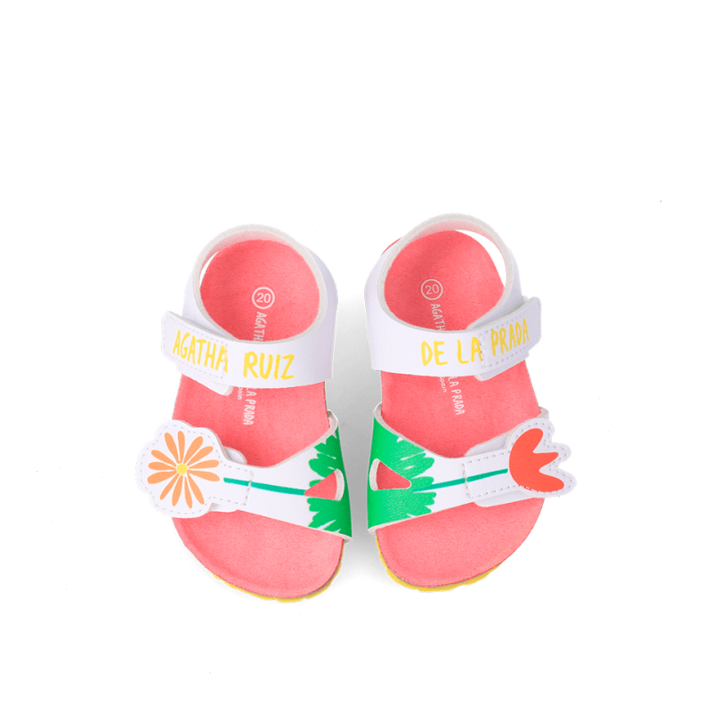 Αgatha Ruiz De La Prada Agatha Ruiz De La Prada Παιδικά Πέδιλα Λευκά Πέδιλο Κορίτσι / Sandals Girl Agatha-Ruiz-De-La-Prada-SS23-232960-White-Poline-_-_-408