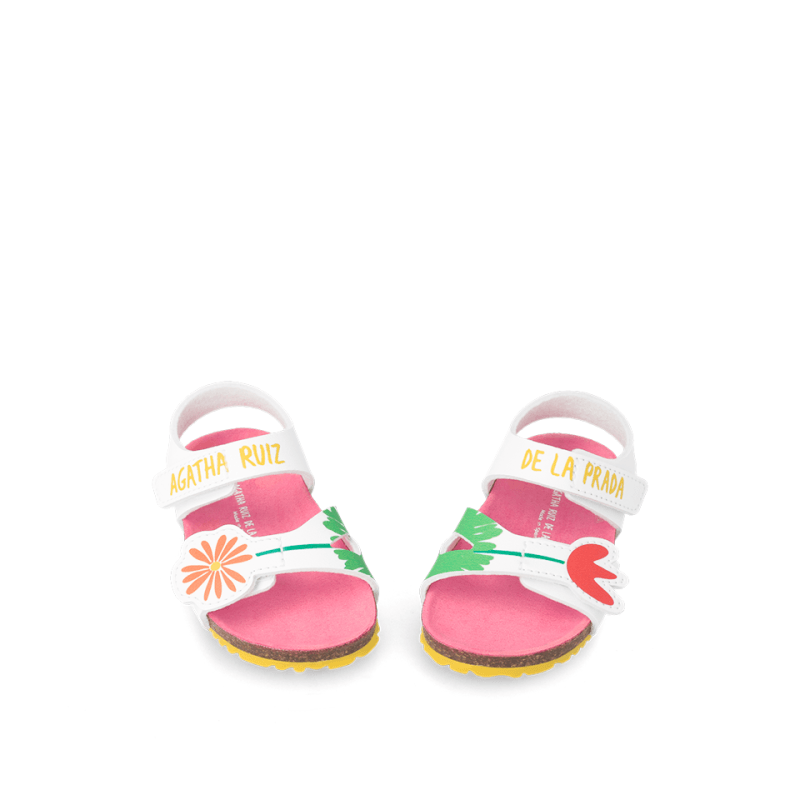 Αgatha Ruiz De La Prada Agatha Ruiz De La Prada Παιδικά Πέδιλα Λευκά Πέδιλο Κορίτσι / Sandals Girl Agatha-Ruiz-De-La-Prada-SS23-232960-White-Poline-_-_-492