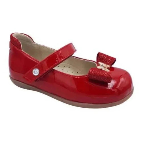 Children's Leather Ballerina Shoes Ando Red