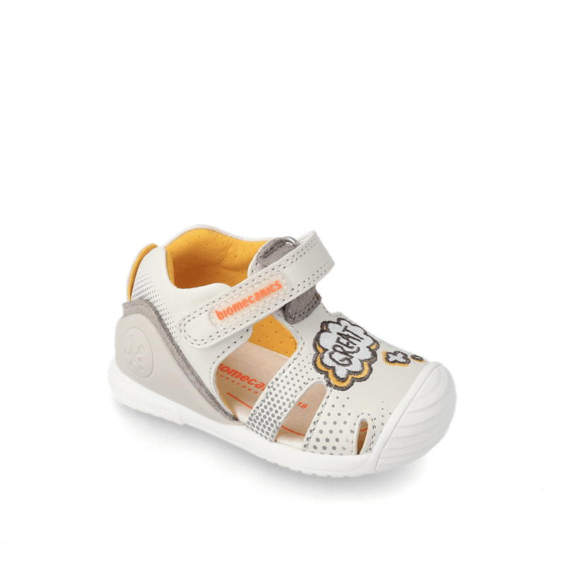 Biomecanics Biomecanics Δερμάτινα Παπουτσοπέδιλα Ανατομικά για Αγόρι Λευκά Πέδιλο Αγόρι / Sandals Boy Biomecanics-SS23-232150-White-Poline-_-_-450