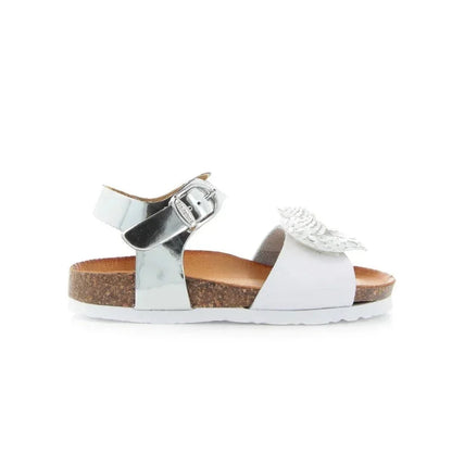 Bionatura Bionatura Δερμάτινα Παιδικά Πέδιλα για Κορίτσια Λευκό Ασημί Πέδιλο Κορίτσι / Sandals Girl Bionatura-22Pupa-Cuore-White-Silver-Poline-_-_-84
