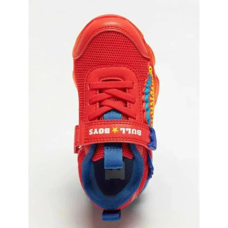 Bull Boys Bull Boys Παιδικά Ανατομικά Sneakers για Αγόρι με Δεινόσαυρους και Φωτάκια Κόκκινο Παπούτσι Αγόρι Φωτάκια / Shoes with Lights Boy Bull-Boys-AW23-D_L2204-Red-Poline-_-_-595