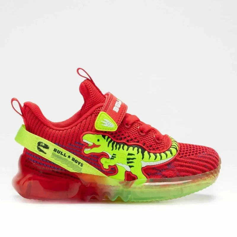 Bull Boys Bull Boys Παιδικά Ανατομικά Sneakers για Αγόρι με Δεινόσαυρους και Φωτάκια Κόκκινα Παπούτσι Αγόρι Φωτάκια / Shoes with Lights Boy Bull-Boys-SS22-BB2100-Red-Poline-_-_-719