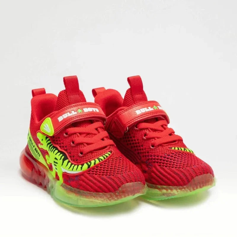 Bull Boys Bull Boys Παιδικά Ανατομικά Sneakers για Αγόρι με Δεινόσαυρους και Φωτάκια Κόκκινα Παπούτσι Αγόρι Φωτάκια / Shoes with Lights Boy Bull-Boys-SS22-BB2100-Red-Poline-_-_-8