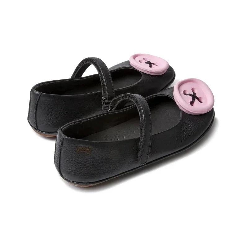 Camper Camper Δερμάτινες Παιδικές Ανατομικές Soft Μπαλαρίνες για Κορίτσια Μαύρες Μπαρέτα/ Ballerina / Flat Shoes Girl Camper-AW22-K800464-001-Black-Poline-_-_-261