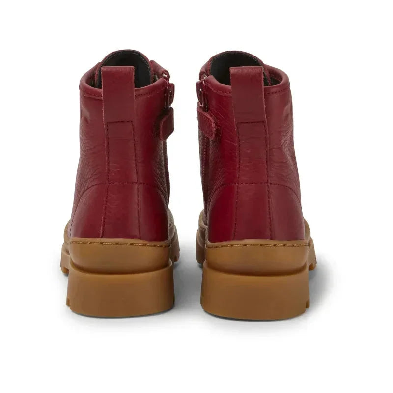 Camper Camper Δερμάτινο Παιδικό Ανατομικό Μποτάκι Αρβυλάκι Κορδόνι με Φερμουάρ στο Πλάι για Κορίτσια Κόκκινο Μποτάκι Κορίτσι / Boots Girl Camper-AW22-K900179-011-Bordeaux-Poline-_-_-308