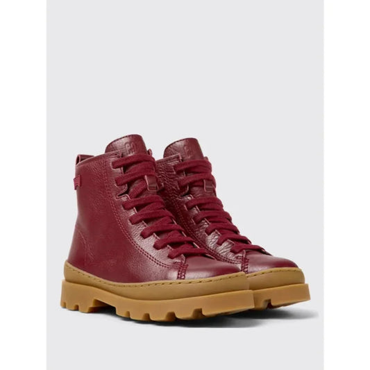 Camper Camper Δερμάτινο Παιδικό Ανατομικό Μποτάκι Αρβυλάκι Κορδόνι με Φερμουάρ στο Πλάι για Κορίτσια Μπορντώ Μποτάκι Κορίτσι / Boots Girl Camper-AW23-K900179-014-Bordeaux-Poline-_-_-849