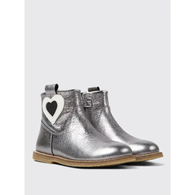 Camper Camper Δερμάτινα Παιδικά Μποτάκια με Φερμουάρ για Κορίτσια Ασημί Μποτάκι Κορίτσι / Boots Girl Camper-AW23-K900272-004-Silver-Poline-_-_-533