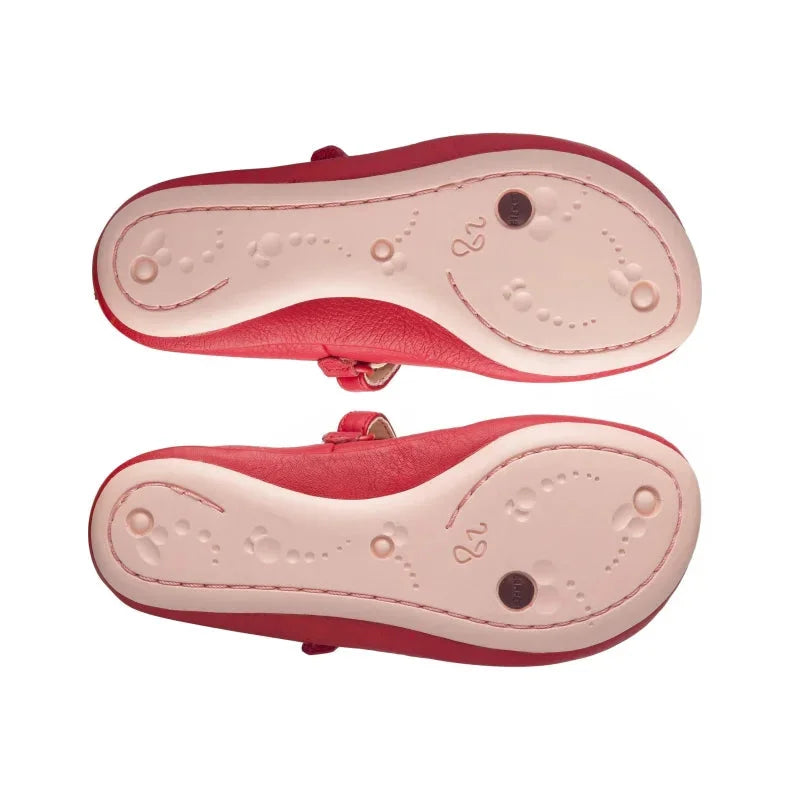 Camper Camper Δερμάτινες Παιδικές Soft Μπαλαρίνες για Κορίτσια Κόκκινες Μπαρέτα/ Ballerina / Flat Shoes Girl Camper-K800433-002-Red-Poline-_-_-133