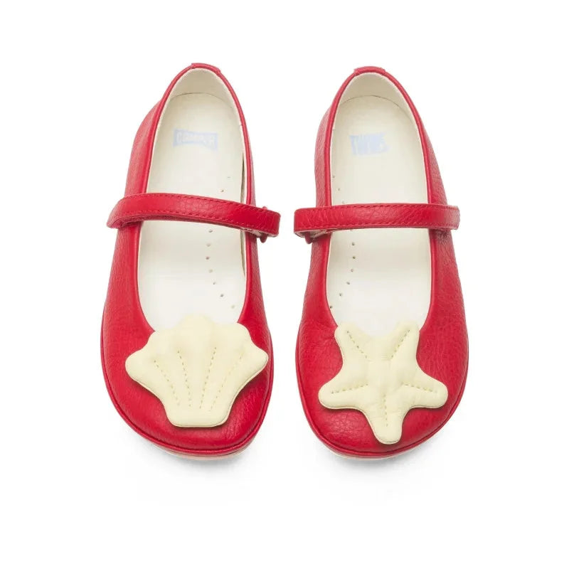 Camper Camper Δερμάτινες Παιδικές Soft Μπαλαρίνες για Κορίτσια Κόκκινες Μπαρέτα/ Ballerina / Flat Shoes Girl Camper-K800433-002-Red-Poline-_-_-452
