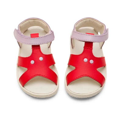 Camper Camper Παιδικά Πέδιλα Twins Δερμάτινα Ανατομικά για Κορίτσια Κόκκινα Πέδιλο Κορίτσι / Sandals Girl Camper-K800444-001-Beige-Red-Poline-_-_-15