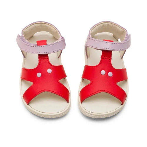 Camper Twins Anatomic Leather Sandals for Girls Red