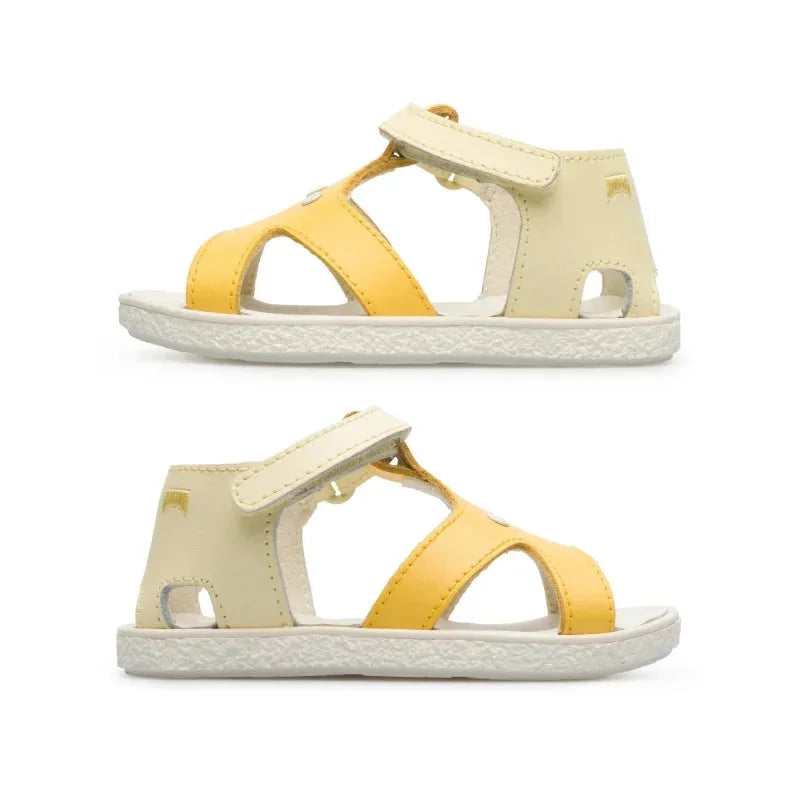 Camper Camper Παιδικά Πέδιλα Twins Δερμάτινα Ανατομικά για Κορίτσια Κίτρινα Πέδιλο Κορίτσι / Sandals Girl Camper-K800444-002-Beige-Yellow-Poline-_-_-495