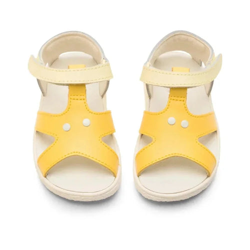 Camper Twins Anatomical Leather Sandals for Girls Yellow