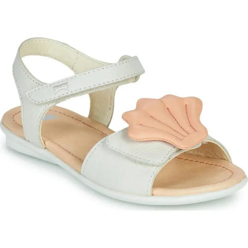 Camper Twins Anatomical Leather Sandals for Girls Beige