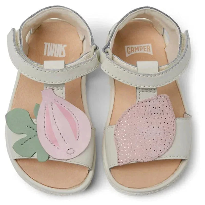 Camper Camper Παιδικά Δερμάτινα Πέδιλα Ανατομικά για Κορίτσια Λευκά Πέδιλο Κορίτσι / Sandals Girl Camper-SS22-K800473-002-White-Poline-_-_-534