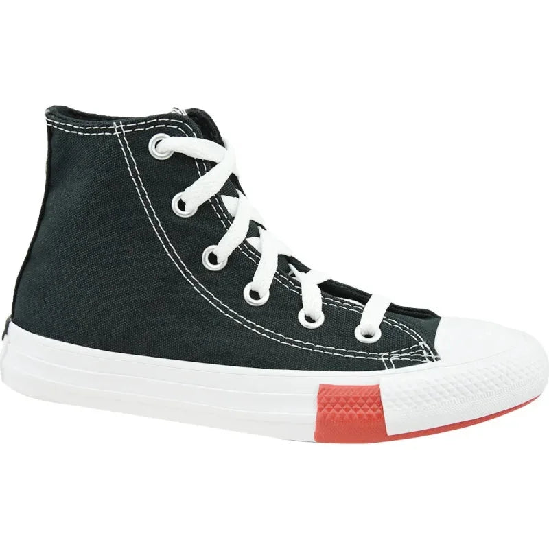 Converse All Star Converse Παιδικά Sneakers High Chuck Taylor High Print C για Αγόρι Μαύρα Πάνινα Αγόρι /Canvas Boy Converse-Chuck-Taylor-All-Star-Hi-366988C-Black-Poline-_-_-178