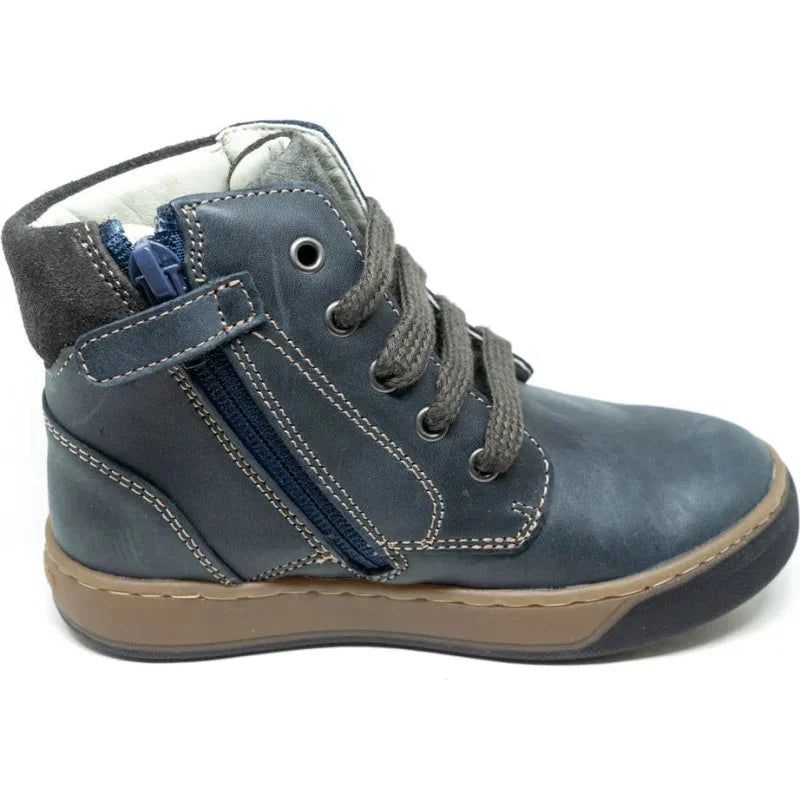 Garvalin Garvalin Παιδικό Δερμάτινο Μποτάκι με Φερμουάρ και Κορδόνια για Αγόρι Μπλε Μποτάκι Αγόρι / Boots Boys Garvalin-201451-Blue-Poline-_-_-605