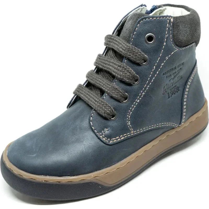 Garvalin Garvalin Παιδικό Δερμάτινο Μποτάκι με Φερμουάρ και Κορδόνια για Αγόρι Μπλε Μποτάκι Αγόρι / Boots Boys Garvalin-201451-Blue-Poline-_-_-926