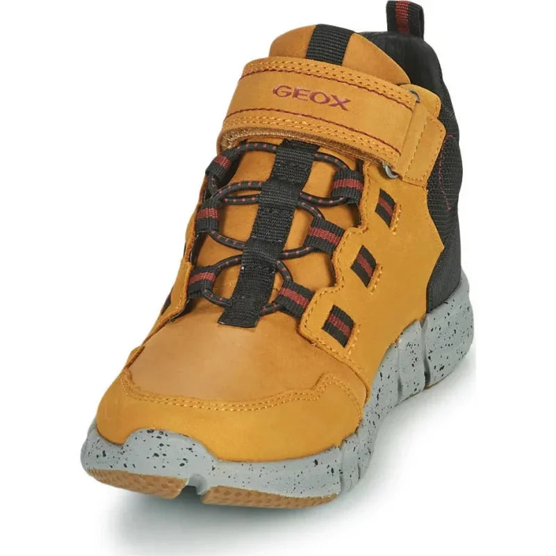 Geox Geox Παιδικά Sneakers High Flexyper ABX Ανατομικά με Σκρατς για Αγόρι Καφέ Μποτάκι Αγόρι / Boots Boys Geox-AW22-J949XA-032FU-C2G9B-Dk-Yellow-Black-Poline-_-_-815