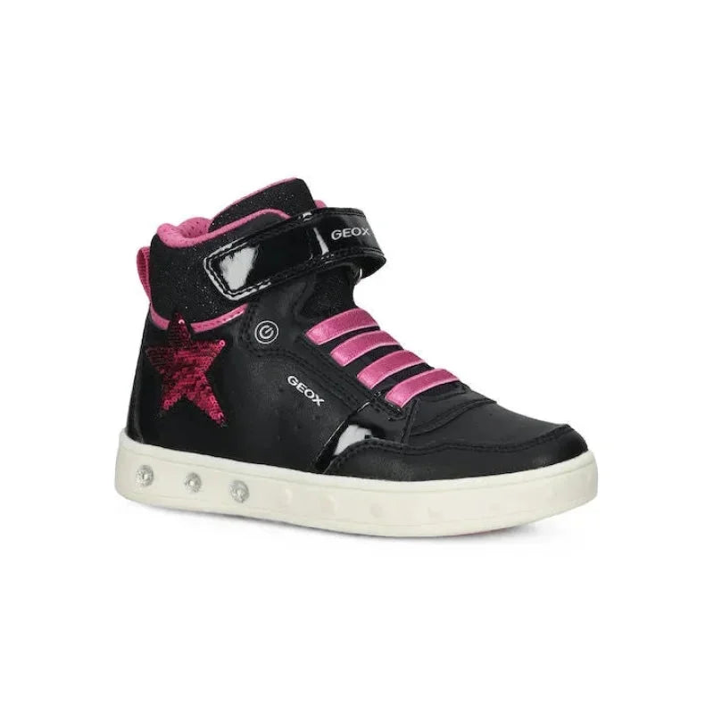 Geox Geox Παιδικά Sneakers High με Φωτάκια για Κορίτσι Μαύρα Παπούτσι Κορίτσι Φωτάκια / Shoes with Lights Girl Geox-AW23-J268WA-05402-C0922-Black-Poline-_-_-820