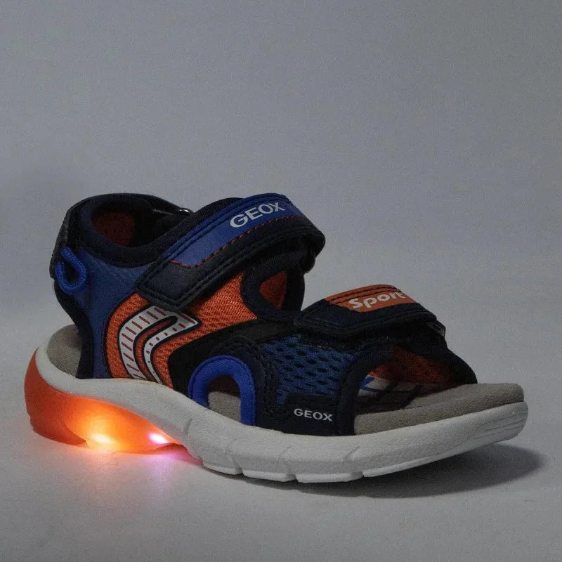 Geox Geox Παιδικά Πέδιλα Flexyper Ανατομικά με φωτάκια Navy Μπλε Πέδιλο Αγόρι Φωτάκια / Sandal Boy Lights Geox-J-S-Flexyper-B-B-J029DB-014BU-C0659-Navy-Poline-_-_-93