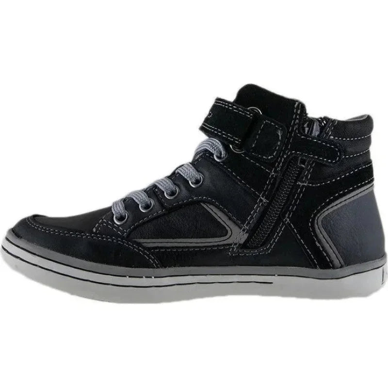 Geox Geox Παιδικά Sneakers High Ανατομικά με Σκρατς για Αγόρι Μαύρα Μποτάκι Αγόρι / Boots Boys Geox-J64B6A-0BCCL-C0017-Black-Poline-_-_-246