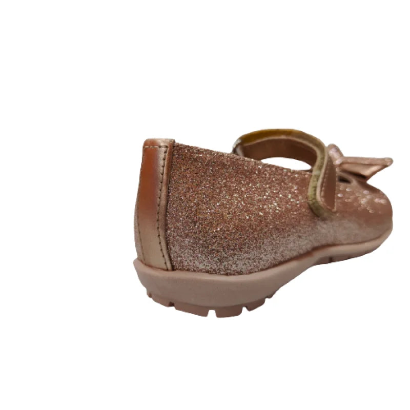 Ricco Kids Greek Leather Ballerina Shoes Handmade Anatomical for Girls Gold Glitter