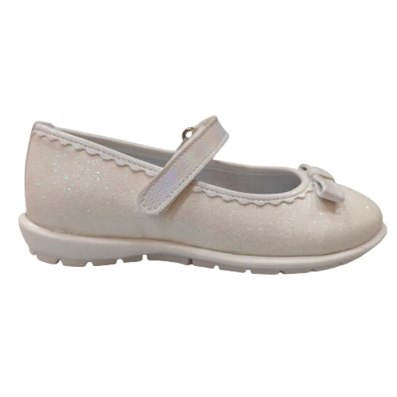 Ricco Ricco Παιδικές Ελληνικές Δερμάτινες Μπαλαρίνες Χειροποίητες Ανατομικές για Κορίτσια Λευκό Γκλίτερ Μπαρέτα/ Ballerina / Flat Shoes Girl IMG20230316122502-removebg-preview