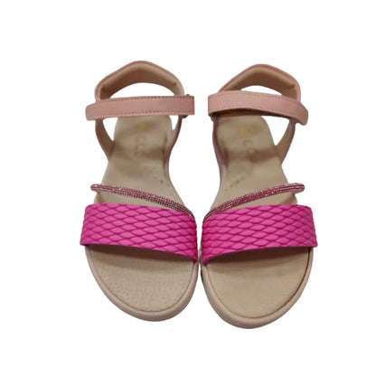 Ricco Kids Greek Leather Sandals Handmade Anatomical for Girls Pink Fuchsia