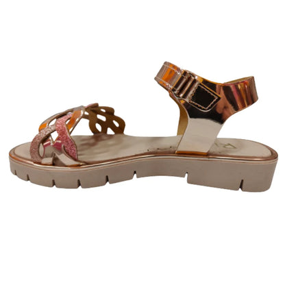 Ricco Children's Greek Leather Sandals Handmade Anatomical for Girls Copper