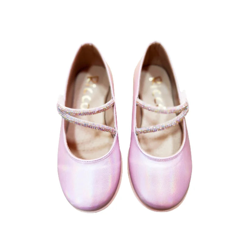 Ricco Kids Greek Leather Ballerina Shoes Handmade Anatomical for Girls Pink Pearl