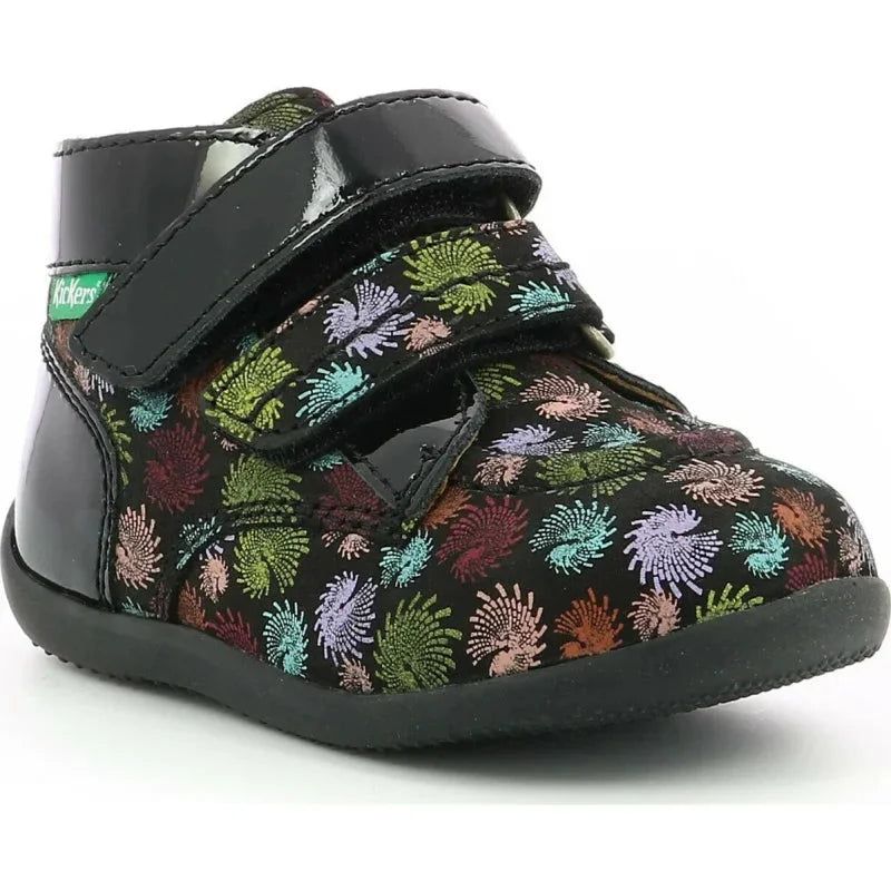 Kickers Kickers Bonkro Ανατομικά Δερμάτινα Παιδικά Μποτάκια με Σκρατς Πολύχρωμα Μποτάκι Κορίτσι / Boots Girl Kickers-738905-10-81-Black-Poline-_-_-64