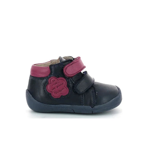 Kickers Wakalla Kids Leather Boots with Scratches Navy Blue