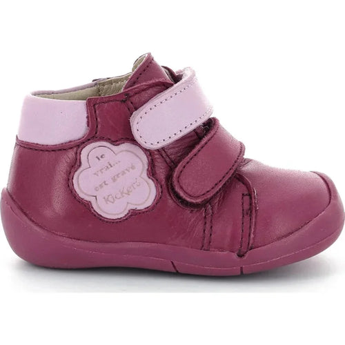 Kickers Wakalla Anatomical Leather Kids Boots with Fuchsia Scratches