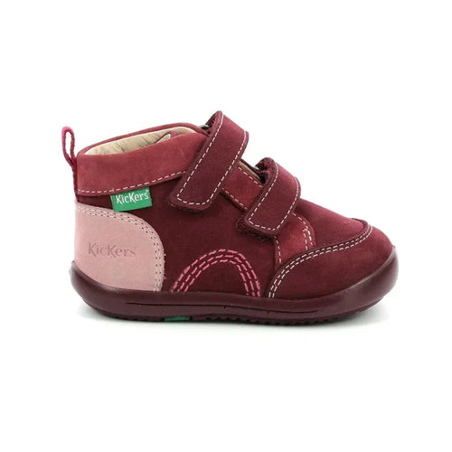 Kickers Kinop Anatomical Leather Kids Boots with Scratches Bordeaux Pink