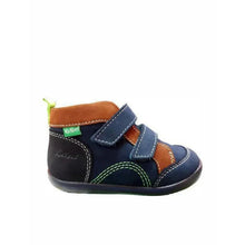 Kickers Kinoe Bottes Anatomiques en Cuir Enfant avec Rayures Bleu Marine
