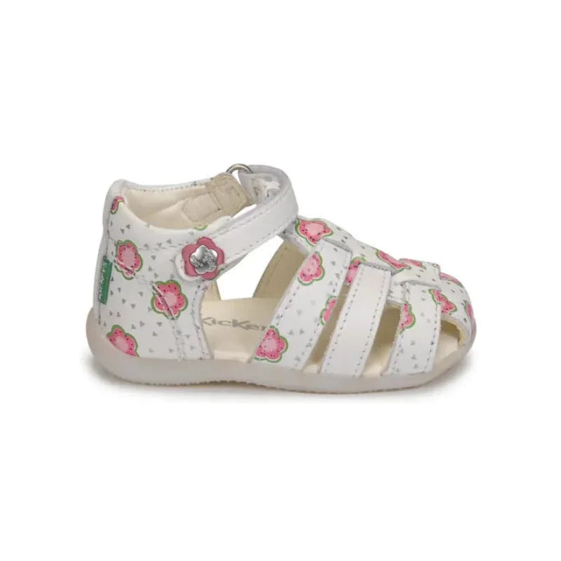 Kickers Kickers Παιδικά Δερμάτινα Παπουτσοπέδιλα Ανατομικά για Κορίτσια Λευκό Πέδιλο Κορίτσι / Sandals Girl Kickers-SS22-895391-10-32-White-Poline-_-_-899