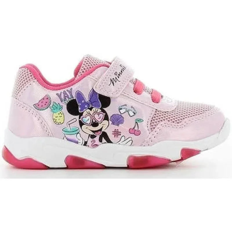 Leomil Minnie παιδικά ανατομικά sneakers με φωτάκια για κορίτσια Ροζ Παπούτσι Κορίτσι Φωτάκια / Shoes with Lights Girl Minnie-SS22-DM008545-Pink-Poline-_-_-422