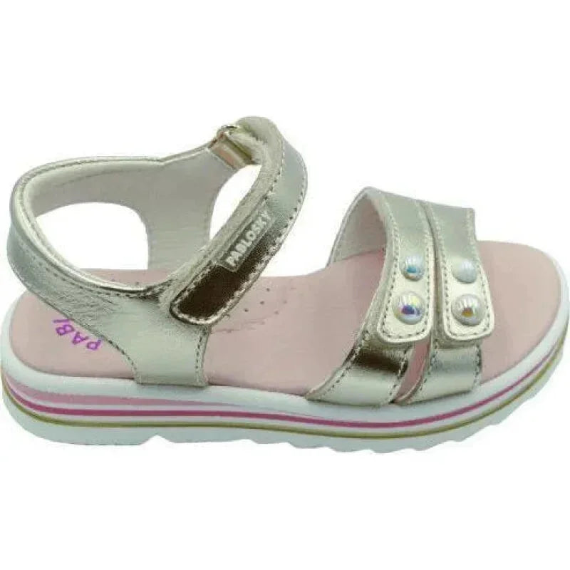 Pablosky Pablosky Παιδικά Δερμάτινα Ανατομικά Πέδιλα για Κορίτσια Σαμπάνιας Πέδιλο Κορίτσι / Sandals Girl Pablosky-478980-Champagne-Poline-_-_-825