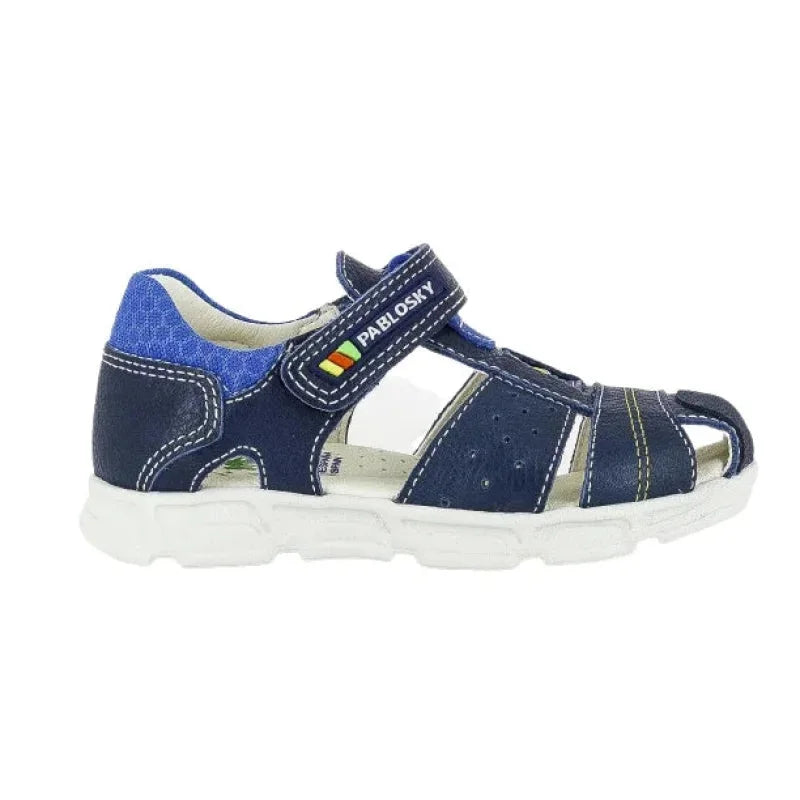 Pablosky Pablosky Παιδικά Ανατομικά Δερμάτινα Παπουτσοπέδιλα για Αγόρια Μπλε Navy Πέδιλο Αγόρι / Sandals Boy Pablosky-501025-Navy-Poline-_-_-254