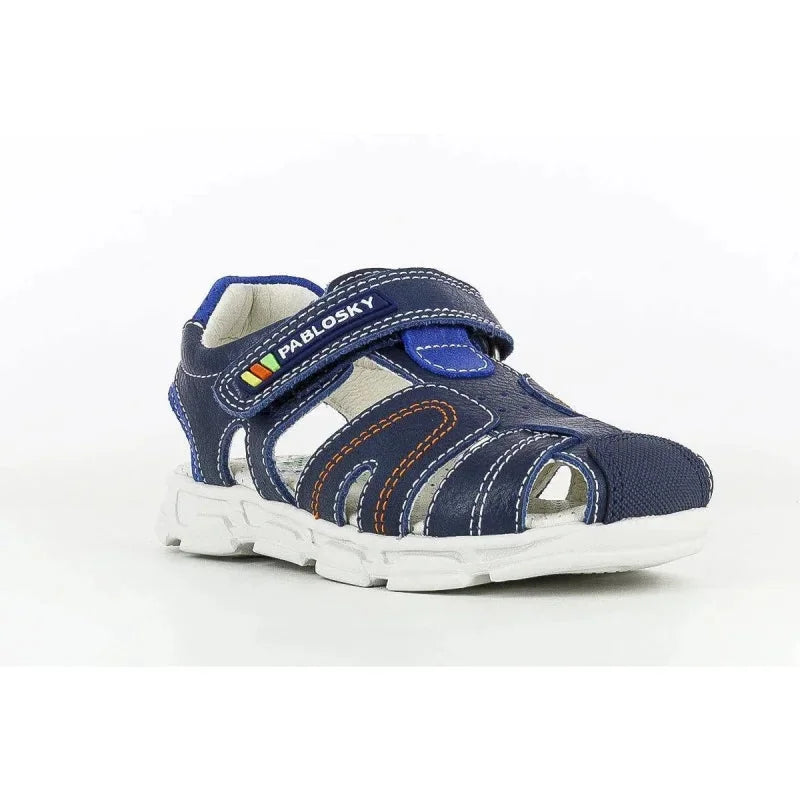 Pablosky Pablosky Παιδικά Ανατομικά Δερμάτινα Παπουτσοπέδιλα για Αγόρια Μπλε Navy Πέδιλο Αγόρι / Sandals Boy Pablosky-501125-Navy-Poline-_-_-633