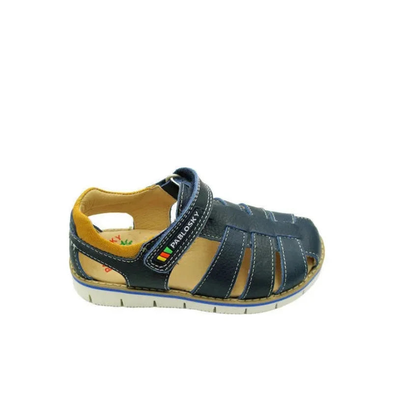 Pablosky Pablosky Παιδικά Ανατομικά Δερμάτινα Παπουτσοπέδιλα για Αγόρια Μπλε Navy Πέδιλο Αγόρι / Sandals Boy Pablosky-Atlantic-596125-Navy-Poline-_-_-592