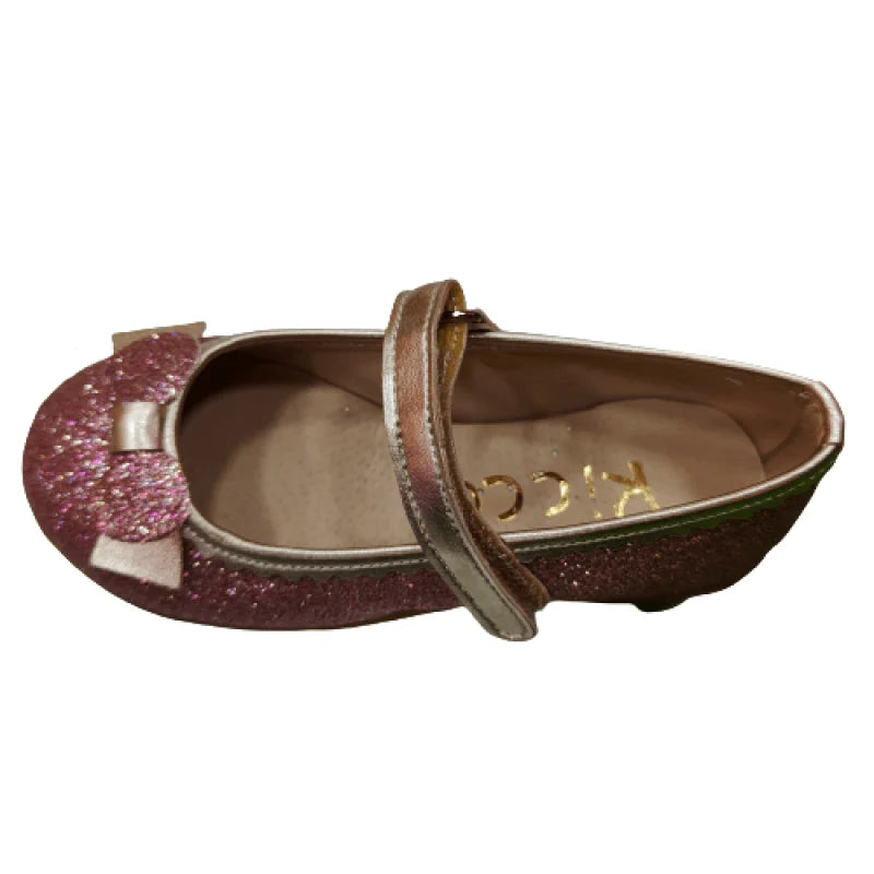 Ricco Ricco Παιδικές Ελληνικές Δερμάτινές Μπαλαρίνες Χειροποίητες Ανατομικές για Κορίτσια Ροζ Χρυσό Γκλιτερ Μπαρέτα/ Ballerina / Flat Shoes Girl Ricco-AW23-1730-Multi-Glitter-Poline-_-_-569