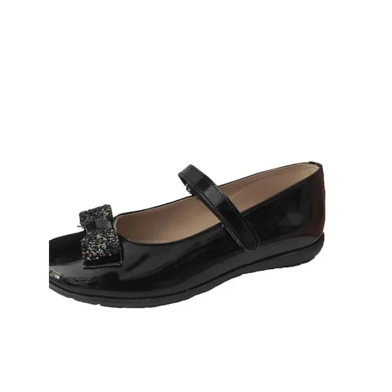 Ricco Ricco Παιδικές Ελληνικές Δερμάτινες Μπαλαρίνες Χειροποίητες Ανατομικές για Κορίτσια Μαύρη Μπαρέτα/ Ballerina / Flat Shoes Girl Ricco-AW23-1733-Black-Poline-_-_-506