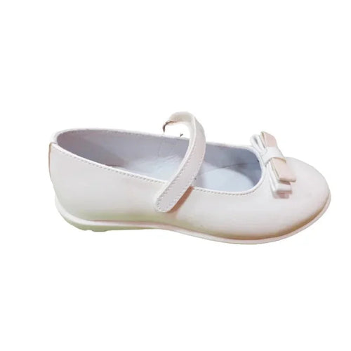 Ricco Kids Greek Leather Ballerina Shoes Handmade Anatomical for Girls White