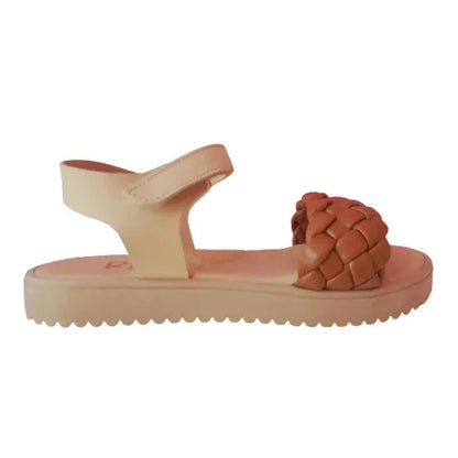 Ricco Ricco Παιδικά Ελληνικά Δερμάτινα Πέδιλα Χειροποίητα Ανατομικά για Κορίτσια Καφέ Πέδιλο Κορίτσι / Sandals Girl Ricco-SS22-30149-Beige-Brown-Poline-_-_-919